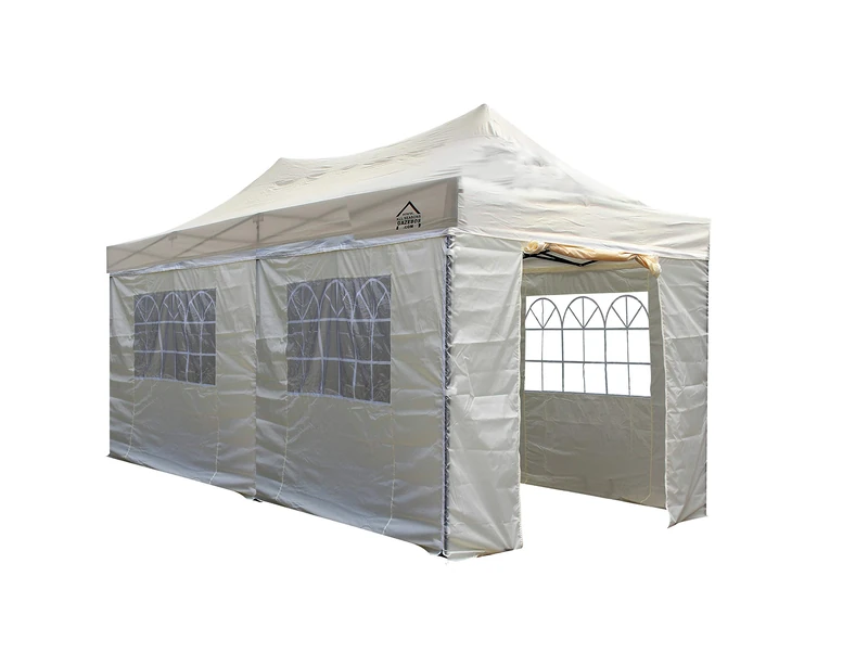 All Seasons Gazebos 3M x 6M Waterproof Gazebo Party Tent with Rustproof Frame and Wheeled Carry Bag (Beige)