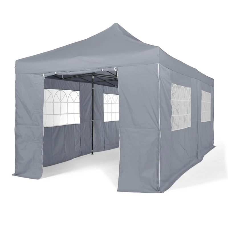 All Seasons Gazebos 3M x 6M Waterproof Gazebo Party Tent with Rustproof Frame and Wheeled Carry Bag (Metallic Grey)