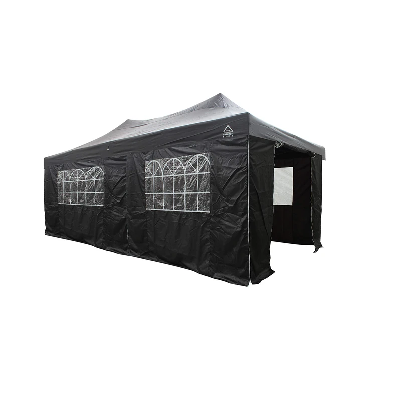 All Seasons Gazebos 3M x 6M Waterproof Gazebo Party Tent with Rustproof Frame and Wheeled Carry Bag (Black)