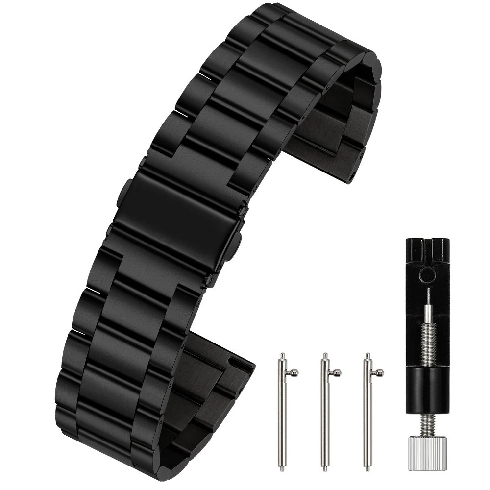 Berfine 18mm Quick Release Watch Strap,Premium Solid Stainless Steel Watch Band Replacement,Black