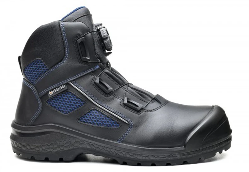 Base Protection, Be-Fast Top Men's Safety Boot with Boa System, Black and Blue, Size 10