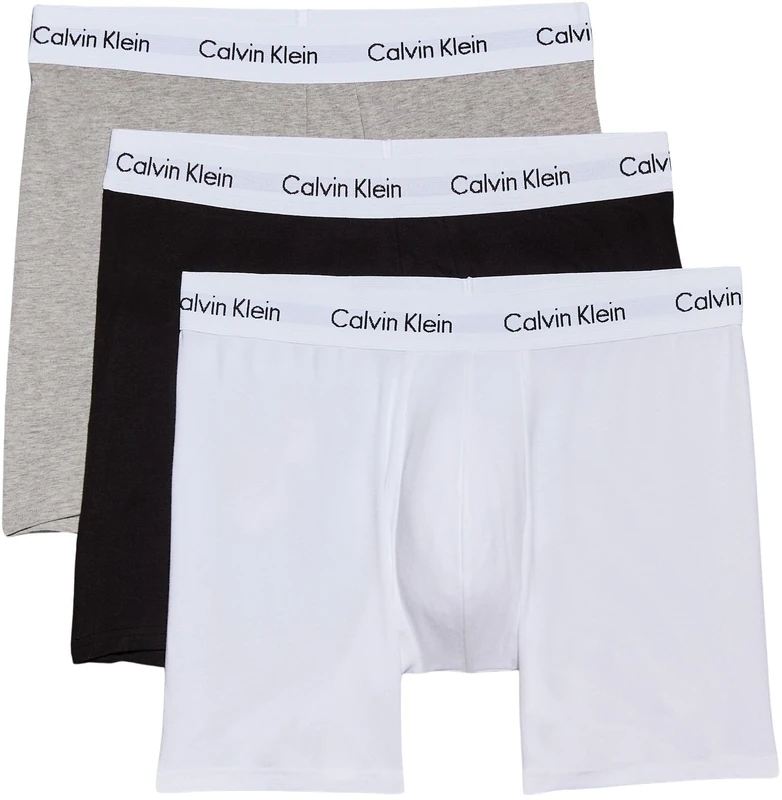 Calvin Klein Men's 3 Pack Cotton Stretch Boxer Briefs, White/Grey/Black, X-Large