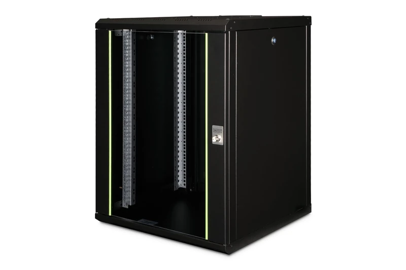 Digitus Network Cabinet – 19-inch rack – 16U – 600 mm x 600 mm (WxD) – usable depth 450 mm – wall-mounted – load capacity 100 kg – safety glass door – protection class IP20 – Unique Series – Black