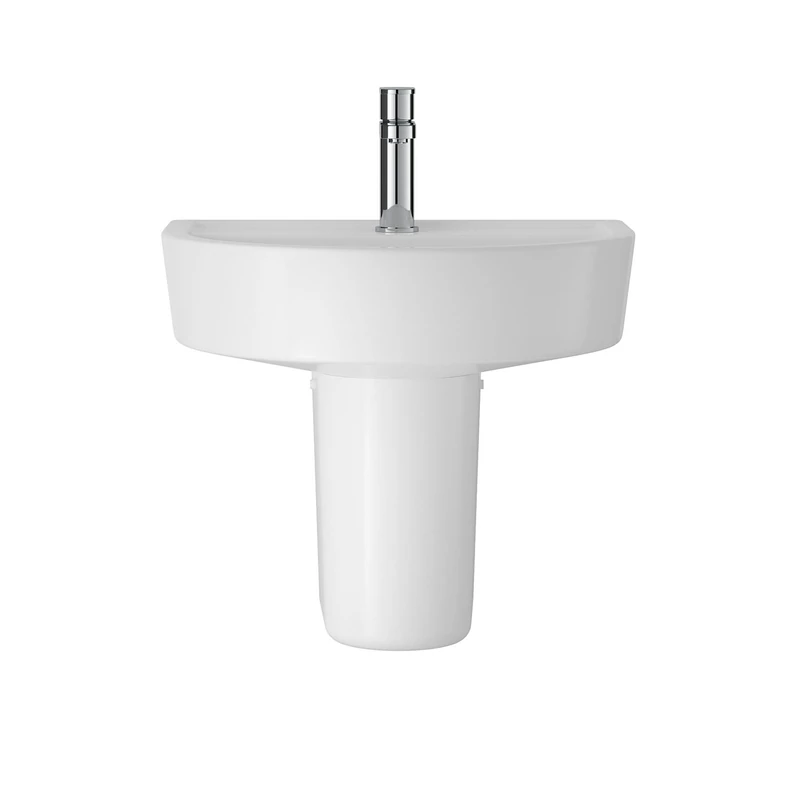 Hudson Reed CMA004 Luna Modern Bathroom 1 Tap Hole Wall Hung Basin and Semi Pedestal, White