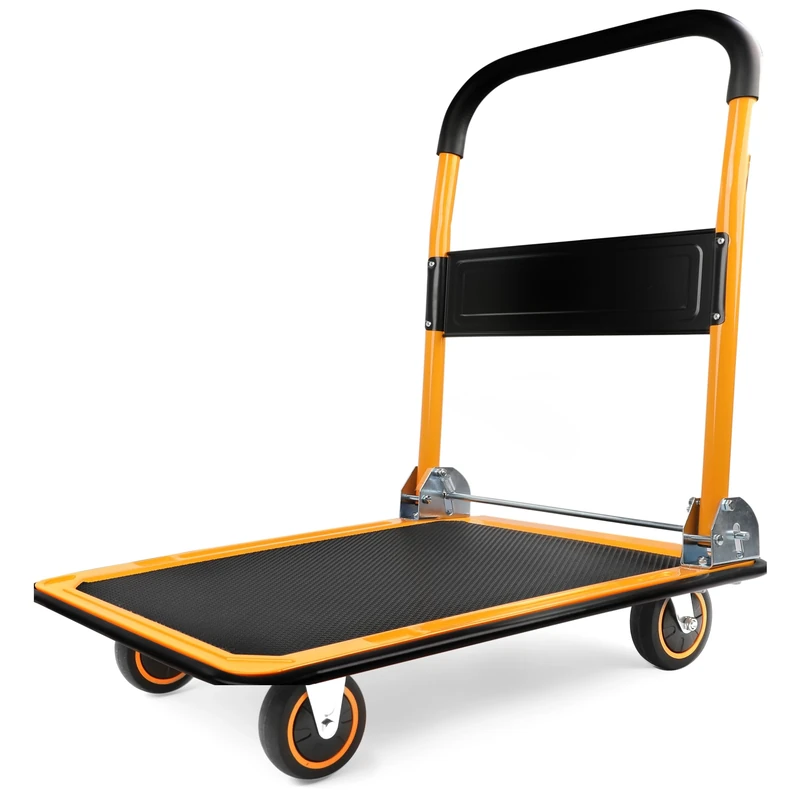 MaxWorks 80876- Foldable Platform Truck Push Dolly 330 lb. Weight Capacity Black and Yellow 28.75" x 18.75" x 33"