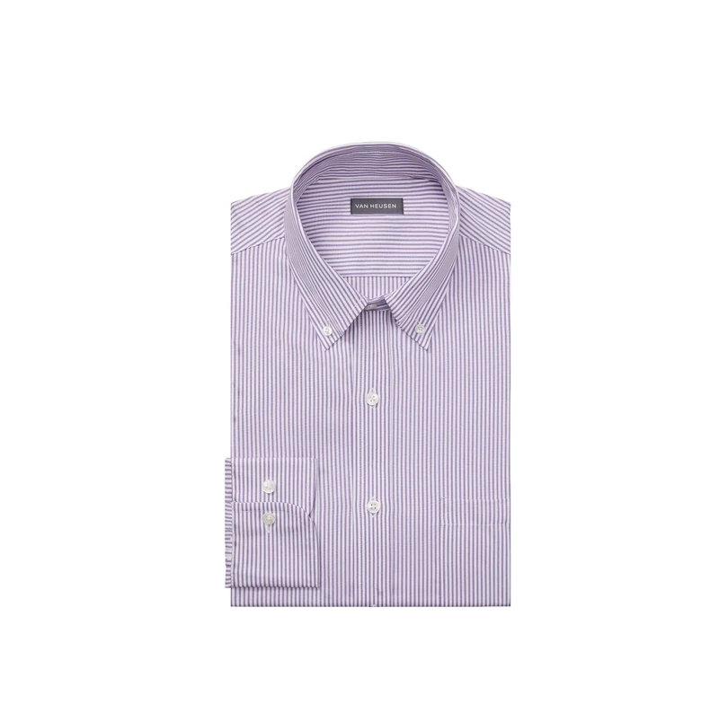 Van Heusen Men's Dress Shirt Regular Fit Pinpoint Stripe, Wild Orchid, 17.5" Neck 36"-37" Sleeve