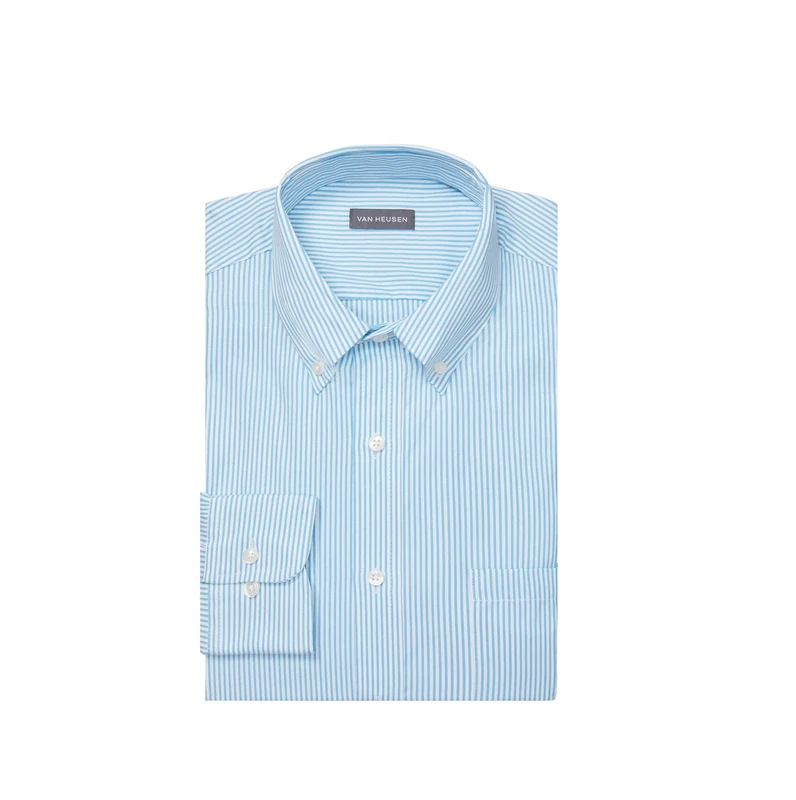 Van Heusen Men's Dress Shirt Regular Fit Pinpoint Stripe, Periwinkle, 18" Neck 32"-33" Sleeve