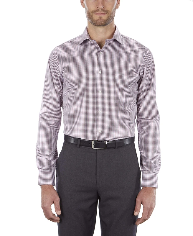 Van Heusen Men's Dress Shirt Regular Fit Flex Collar Check, Port, 16" Neck 36"-37" Sleeve