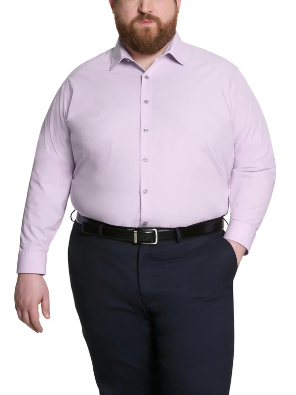 Kenneth Cole Men's Unlisted Dress Shirt Solid, Lilac, 19" Neck 37"-38" Sleeve