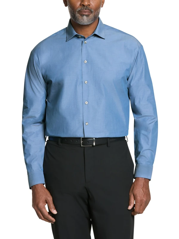 UNLISTED Men's Solid Dress Shirts, Hazy Blue, 18"-18.5" Neck 34"-35" Sleeve