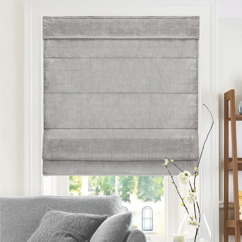 CHICOLOGY, Window Treatments, Roman Shades, Fabric, Belgian Denim (Privacy & Light Filtering), 2.5" W x 36" H