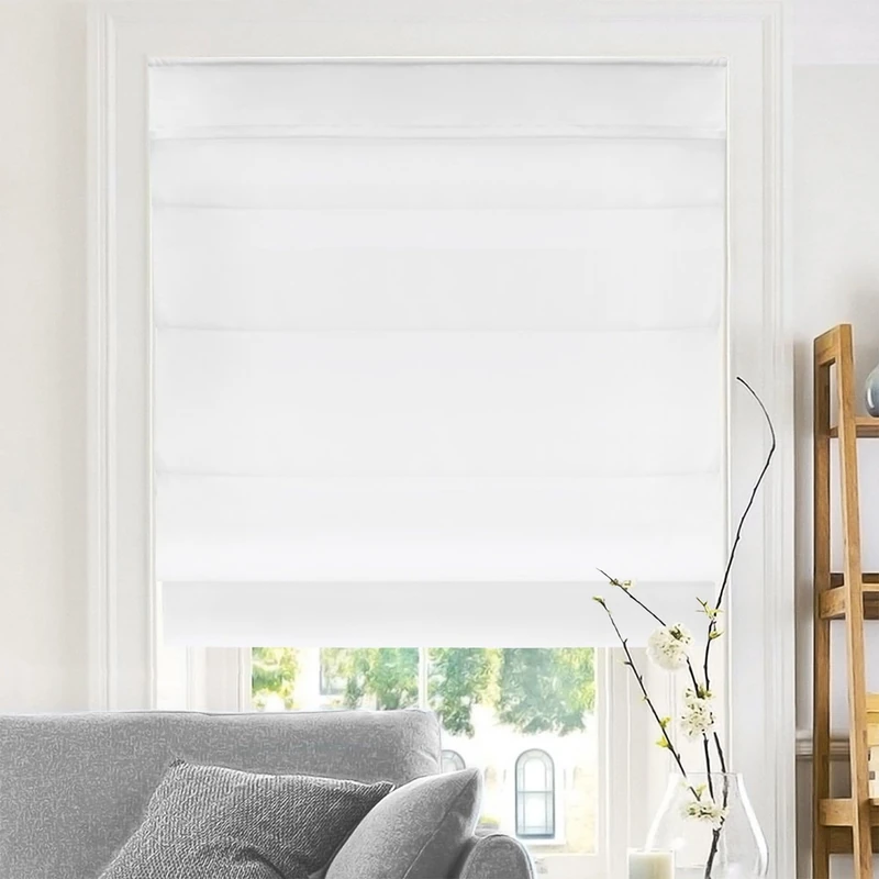 CHICOLOGY Roman Shades for Windows, Window Treatments, Roman Shades, Roman Window Shades, Room Darkening Shades, Window Shades, 34"W X 64"H, Belgian Snow (Privacy & Light Filtering)
