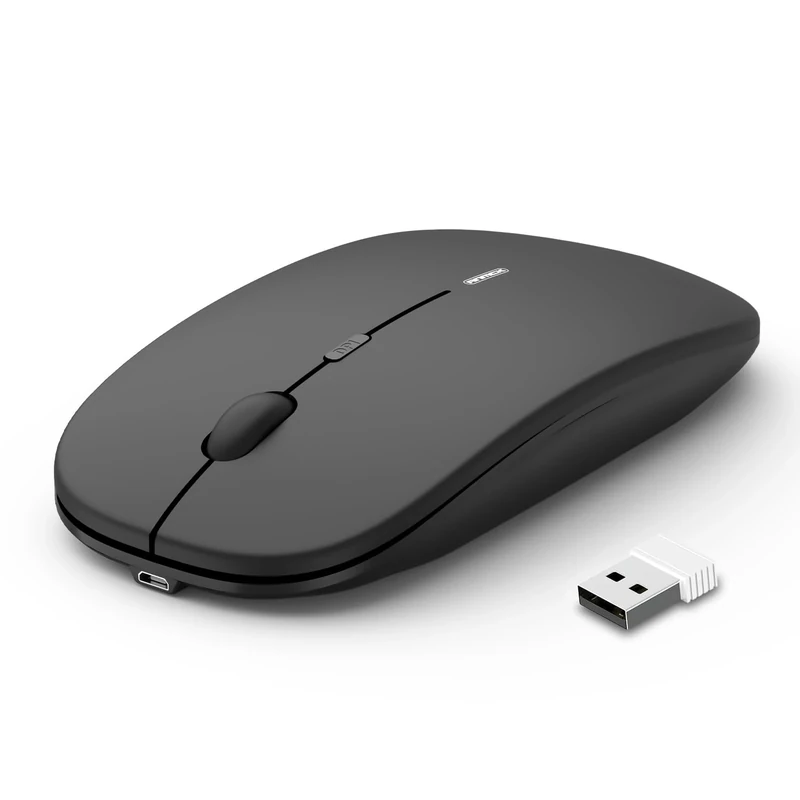 Anmck Wireless Silent Mouse,USB Laptop PC Cordless Rechargeable Slim Mice, 10m Remote Range,1600 DPI 6 Adjustment Levels Noiseless Mini Mouse,Home & Office for Windows