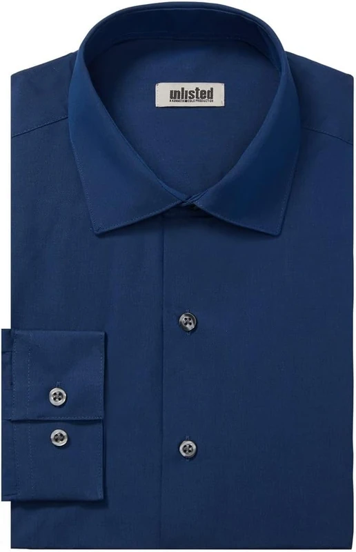 Kenneth Cole Men's Big & Tall Dress Shirt Big and Tall Solid, Medium Blue, 19" Neck 35"-36" Sleeve