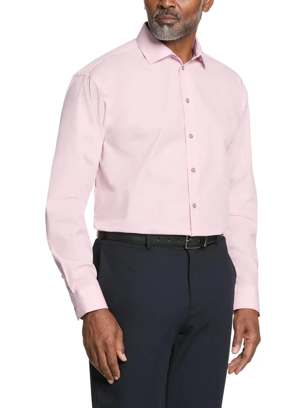 UNLISTED Men's Dress Shirt Regular Fit Solid, Pink, 18"-18.5" Neck 36"-37" Sleeve