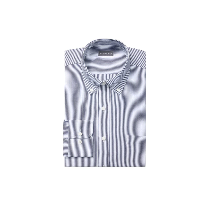Van Heusen Men's Dress Shirt Regular Fit Pinpoint Stripe, Ocean, 17" Neck 36"-37" Sleeve