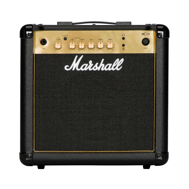Marshall MG15G Guitar Combo Amplifer, Practice Amp Suitable for Electric Guitar - Black and Gold
