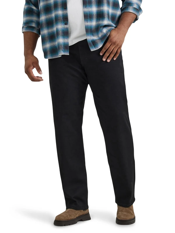Lee Men's Big & Tall Extreme Motion Relaxed Straight Jean, Black, 46W x 29L