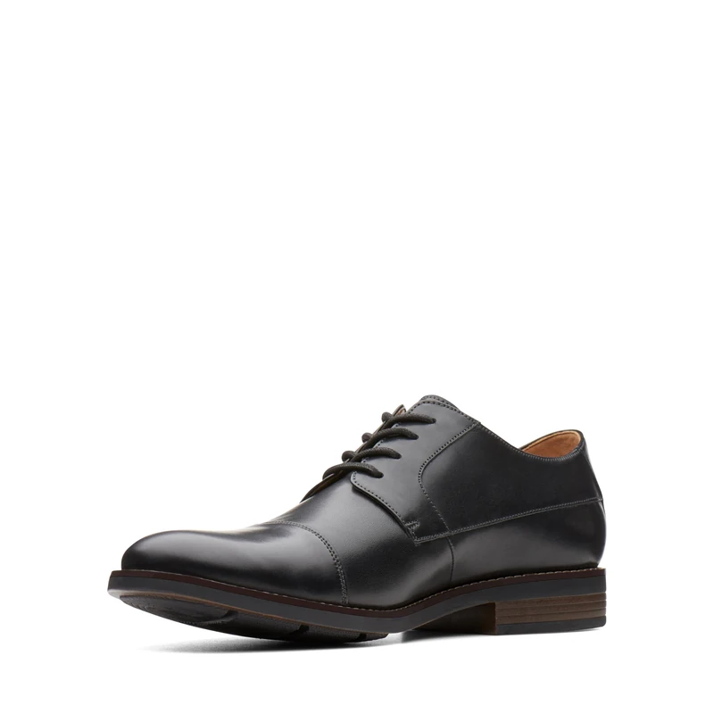 Clarks Men's 261231397 Becken Cap Derbys, Black, 10.5 UK