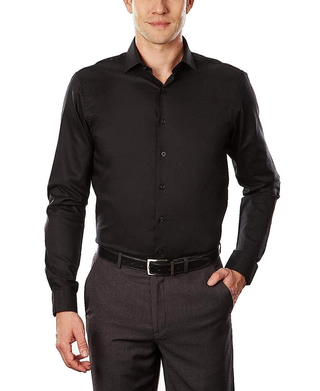 UNLISTED Men's Dress Shirt Solid, Black, 20" Neck 34"-35" Sleeve