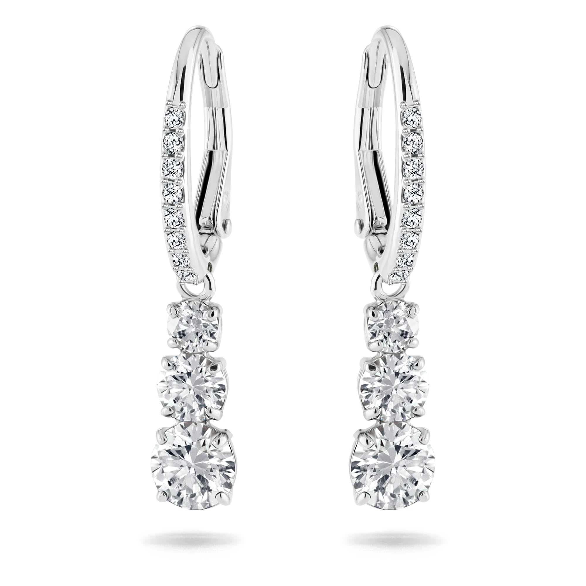 Swarovski Attract Trilogy earrings, White, Rhodium plated