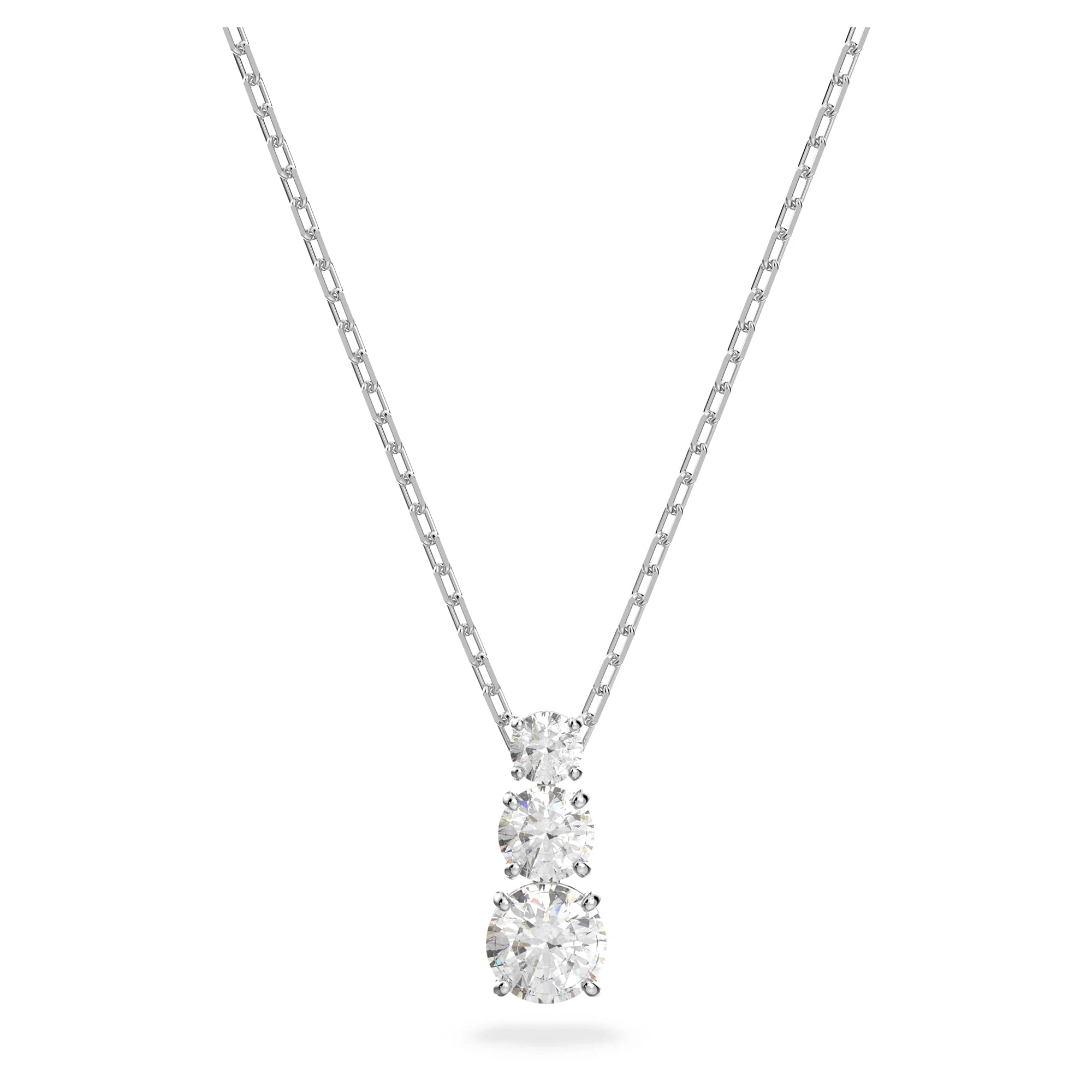 Swarovski Attract Trilogy pendant, Round, White, Rhodium plated