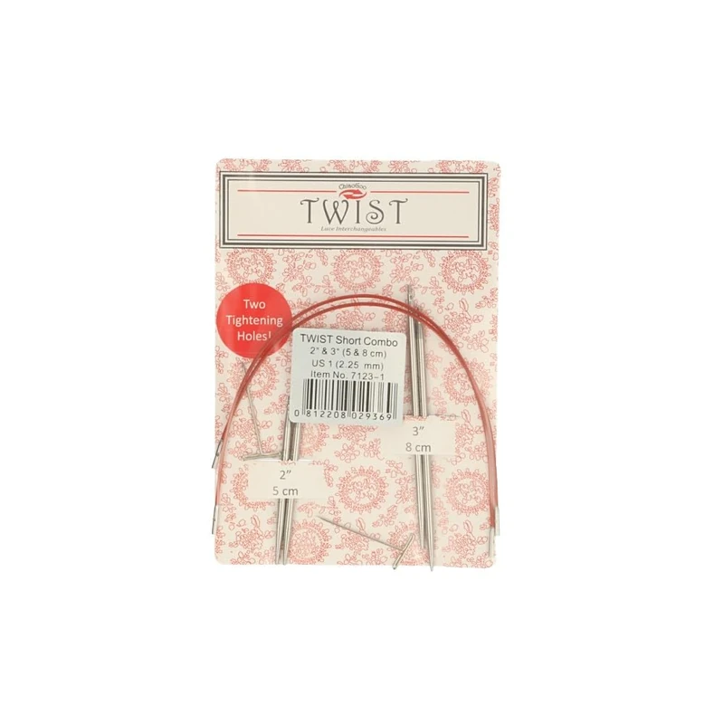 ChiaoGoo Twist Lace Short Combo Pack with 5 cm and 8 cm Interchangeable Tips 2.25 mm 1 piece