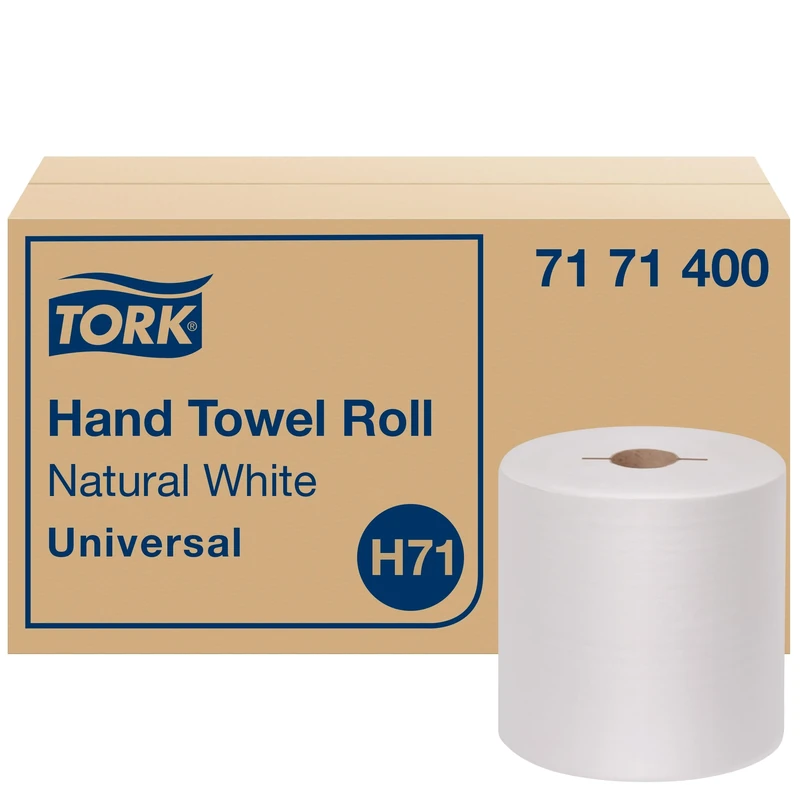 Tork 7171400 Universal Paper Hand Towel Roll, I-Notch, 1-Ply, 7.5" Width x 800' Length, Natural White (Case of 6 Rolls, 800 Feet per Rolls, 4,800 Feet per Case)