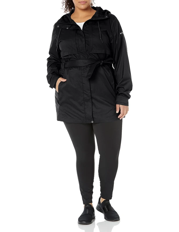 Columbia Women's Pardon My Trench Waterproof Rain Jacket, Black, 1X