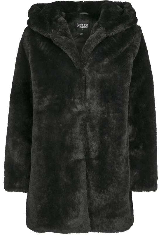 Urban Classics Women's Teddyjacke Plüsch Mantel aus Fleece-Ladies Hooded Teddy Coat Parka, Black, S