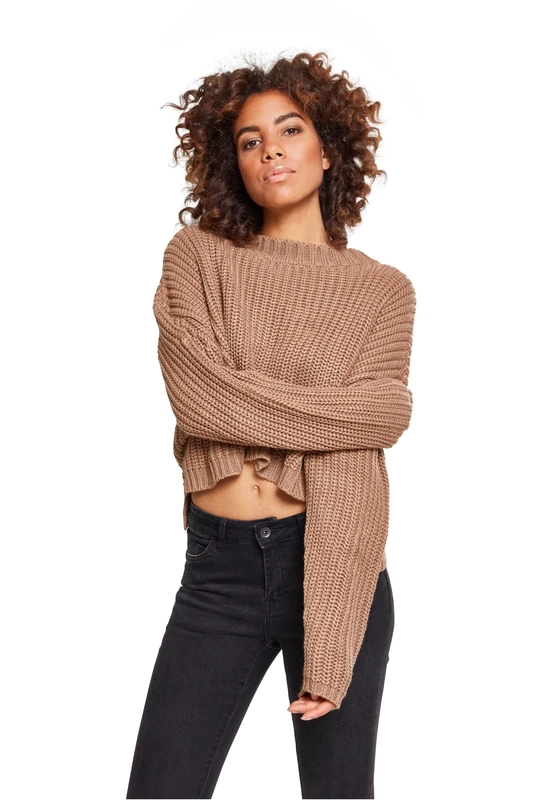 Urban Classics Women's Sweatshirt Ladies Wide Oversize Sweater Pullover for Women Available in Over 10 Colours Sizes XS - 5XL, taupe, XS