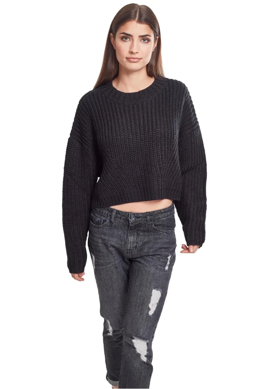 Urban Classics Women's Sweatshirt Wide Oversize Sweater Pullover for Women Available in Over 10 Colours Sizes XS - 5XL, black, M