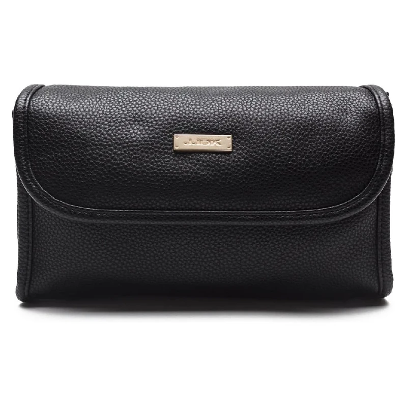 JJDK Black PU Lady Toiletry Bag, Black/White, Casual