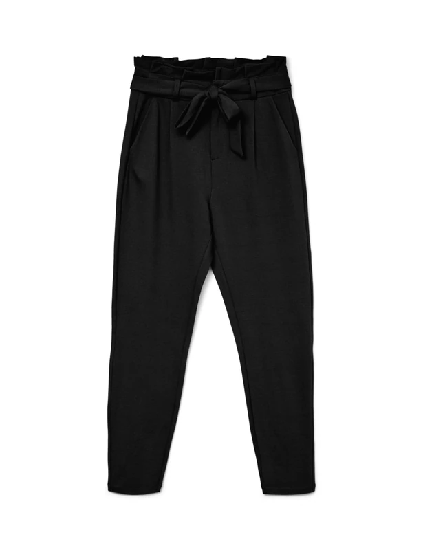 Vero Moda Women's Vmeva Hr Loose Paperbag Pant Noos Ki Trouser, Black (Black Black), S UK