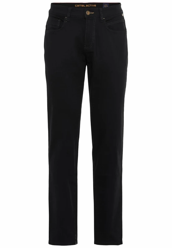 camel active Men's 5-Pocket Houston Straight Jeans, Black, W36/L38