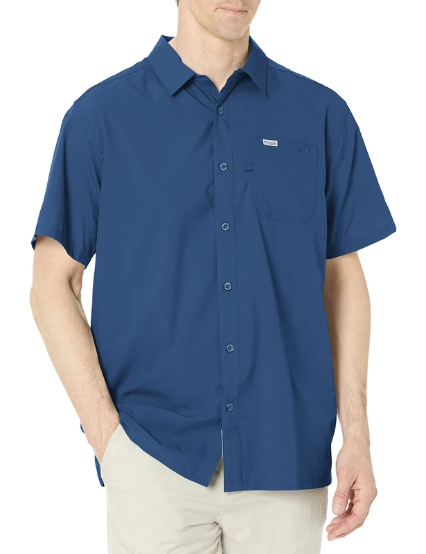 Columbia Men's Slack Tide Camp Shirt, Short Sleeve Shirt, Carbon, X-Large