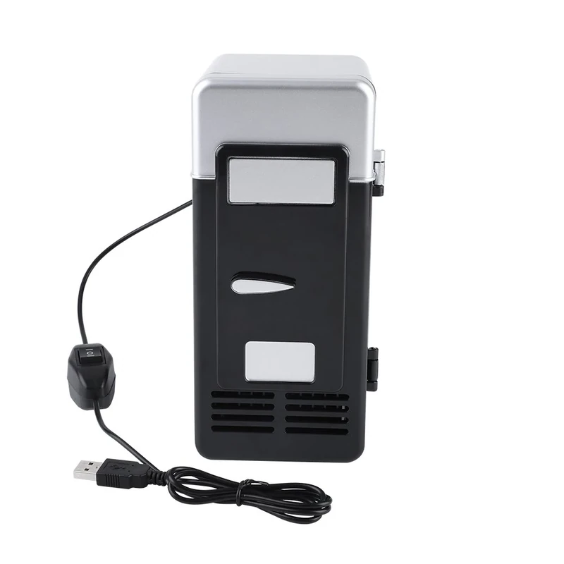 Zerodis USB Mini Fridge Electric Beverage Drink Cans Cooler Warmer Refrigerator with LED Light for Office Desktop PC Car(Black)