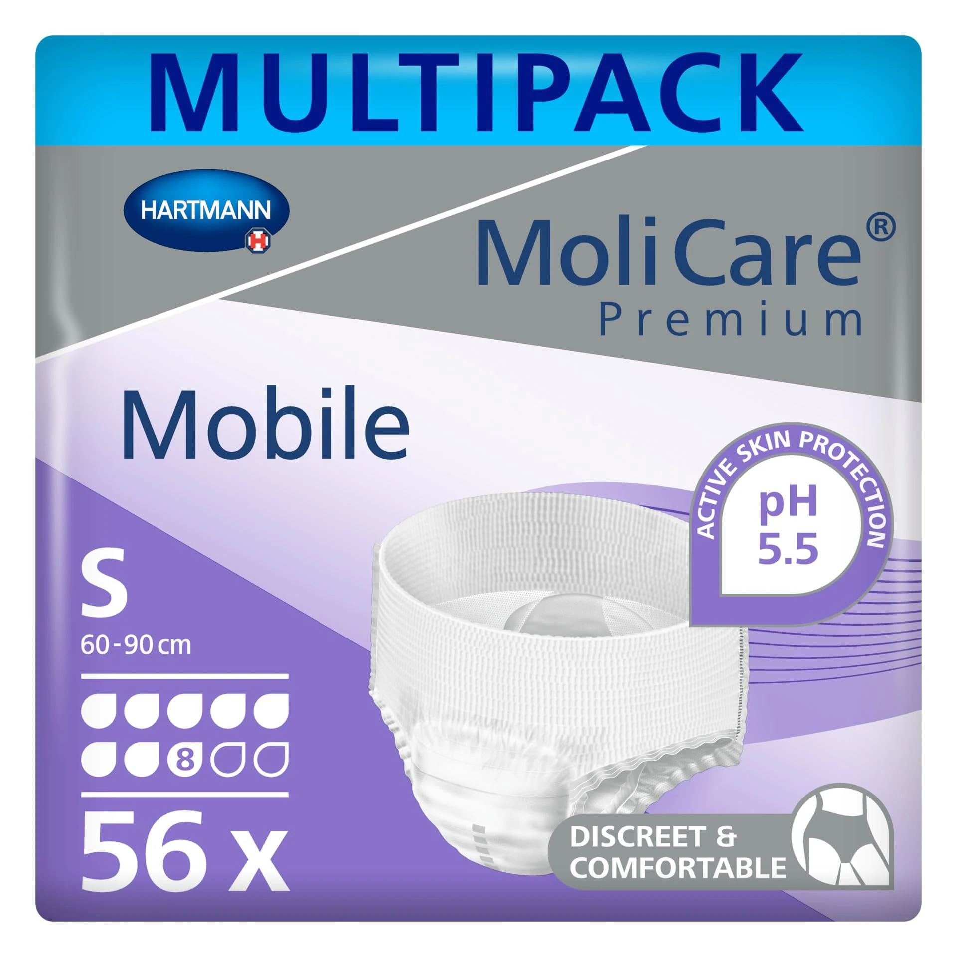 MoliCare Premium Mobile Disposable Underpants: Discreet Usage for Woman and Men with Incontinence; 10 Drops, Size M, Pack of 14