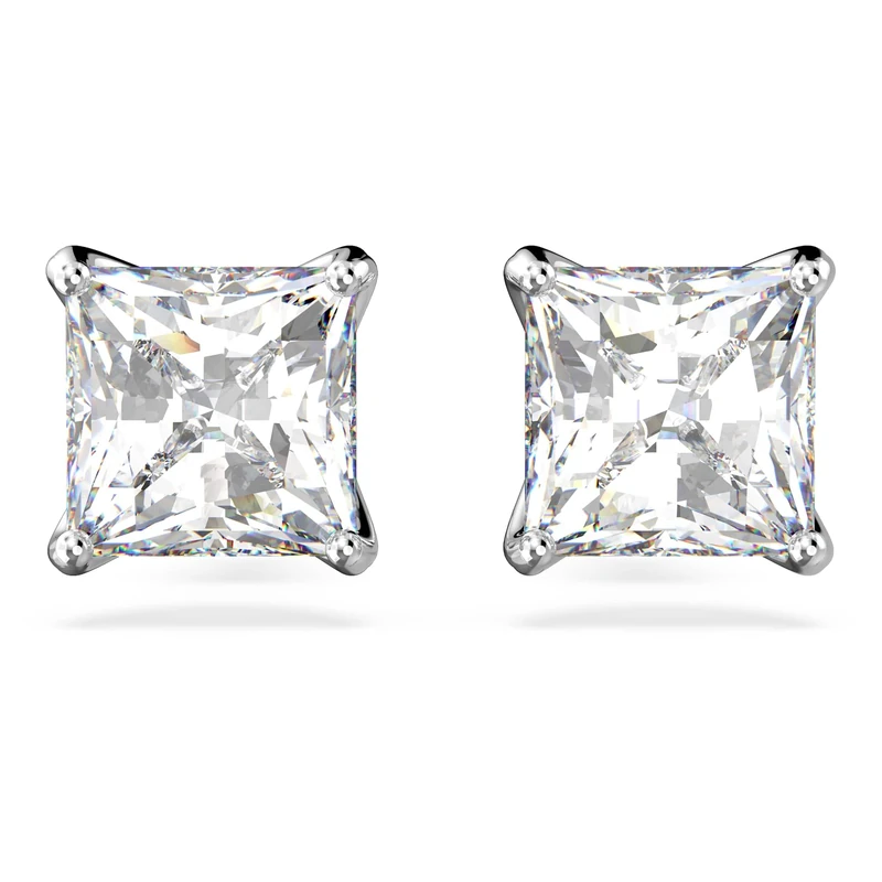 Swarovski Attract Square Cut Stud Earrings - White Rhodium