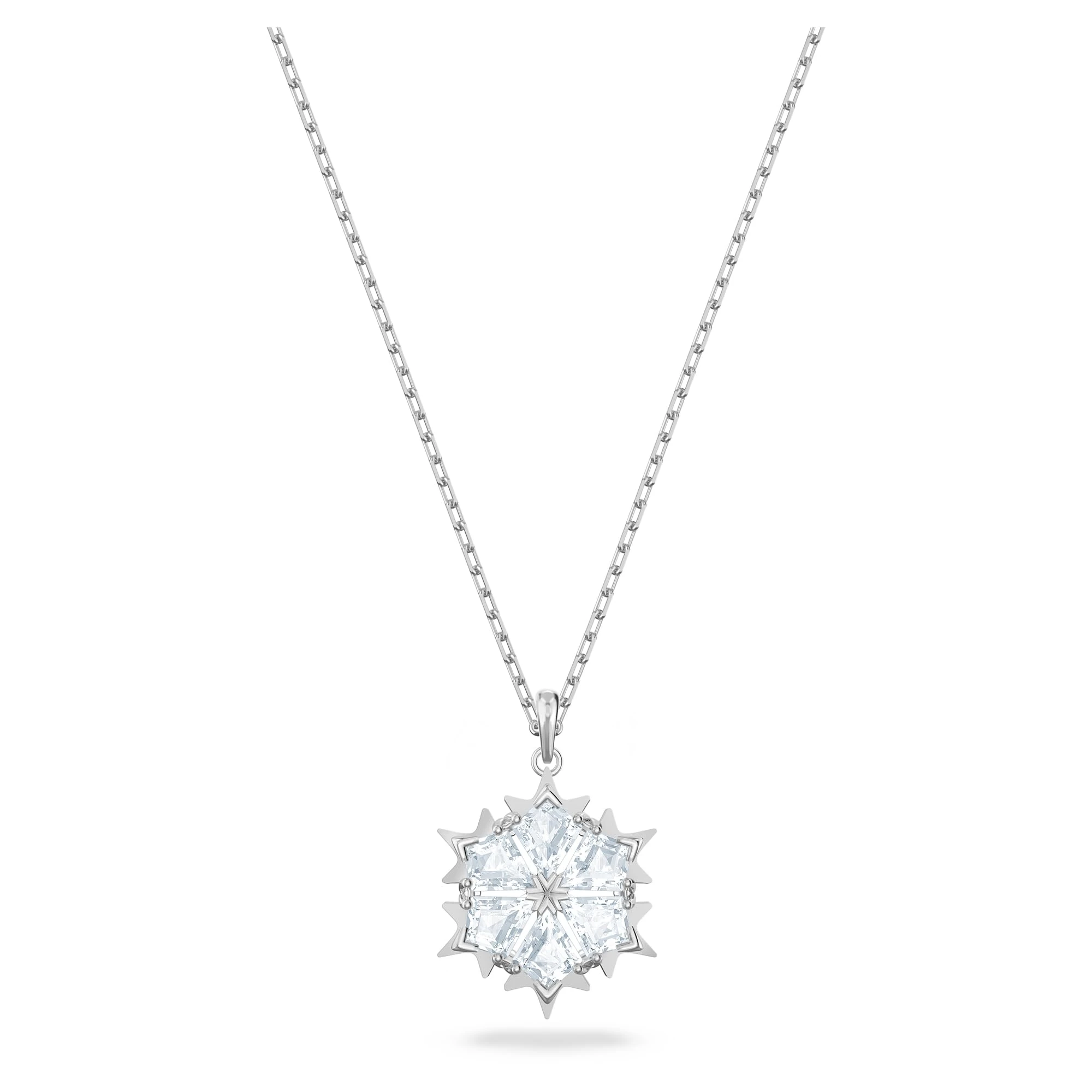 Swarovski Women's Magic Pendant Necklace, Finely Cut Stones in White with a Beautiful Snowflake Pendant on a Rhodium Plated Chain