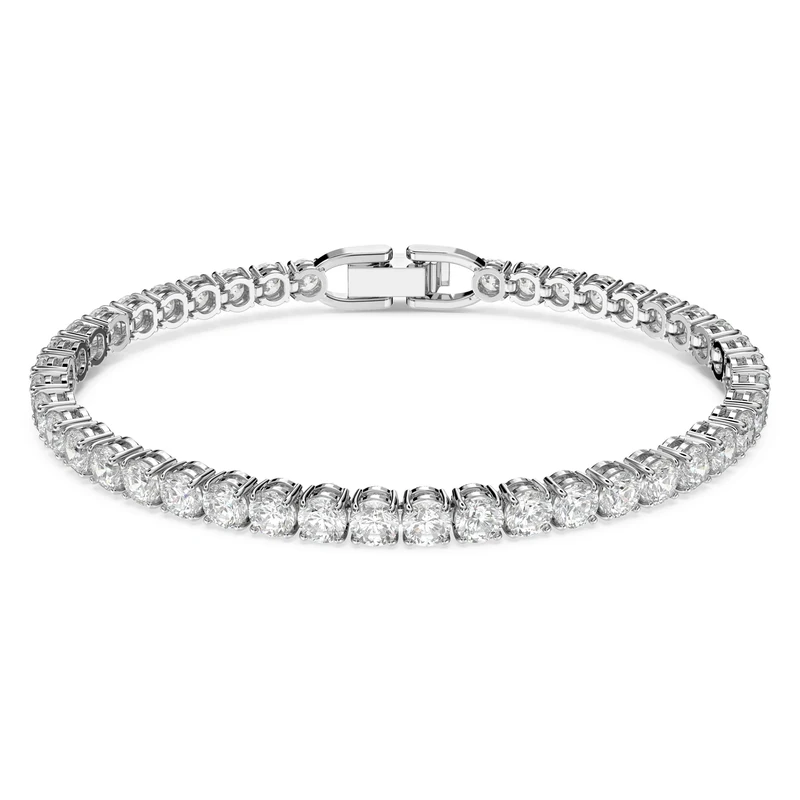 Swarovski Tennis Deluxe bracelet, Round, White, Rhodium plated
