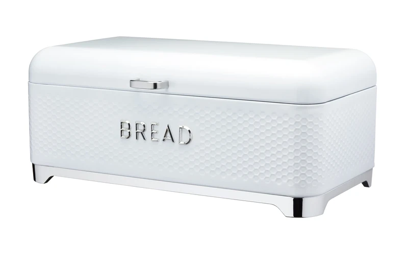 LOVELLO KitchenCraft LOVBBWHT Textured Bread Bin, 42 x 22 x 18 cm, White