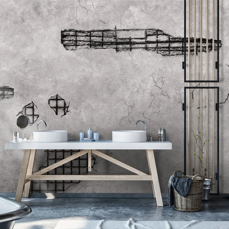 Wall81 Wallpaper ccologica TNT Concrete Effect Cement Taglia S - cm 285 x 300 h grey - Image 1