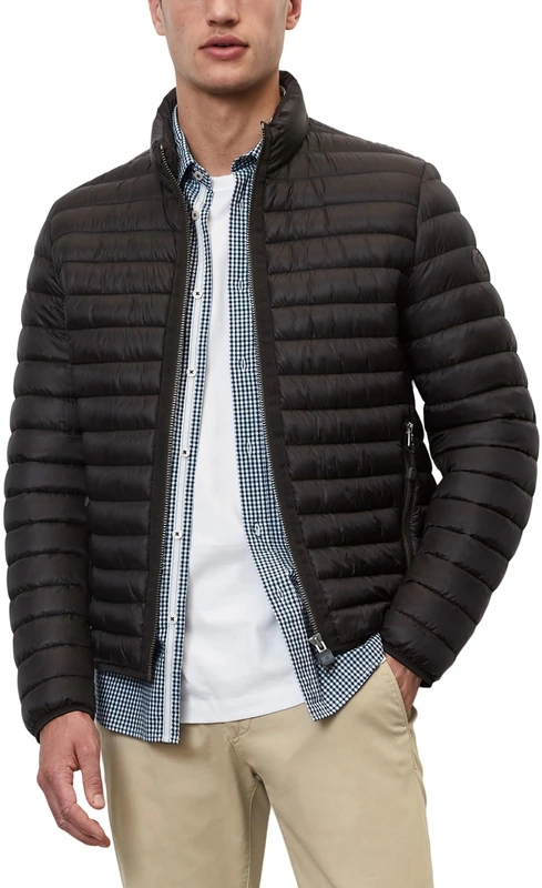Marc OߴPolo Men's Lightweight Puffer Jacket with Stand Collar, Black (Black), 3XL