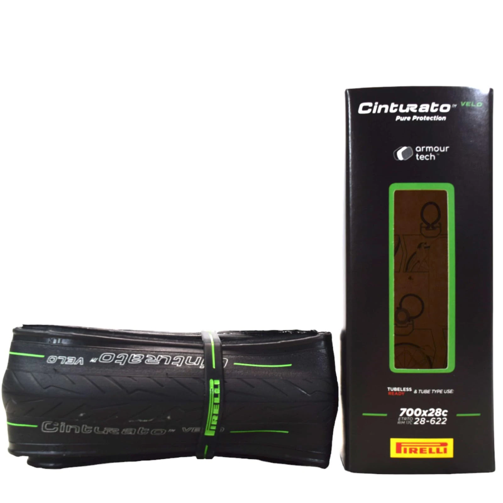 Pirelli Cinturato Velo TLR Folding Road Bike Tyre, Clincher, 700 x 28c, Black