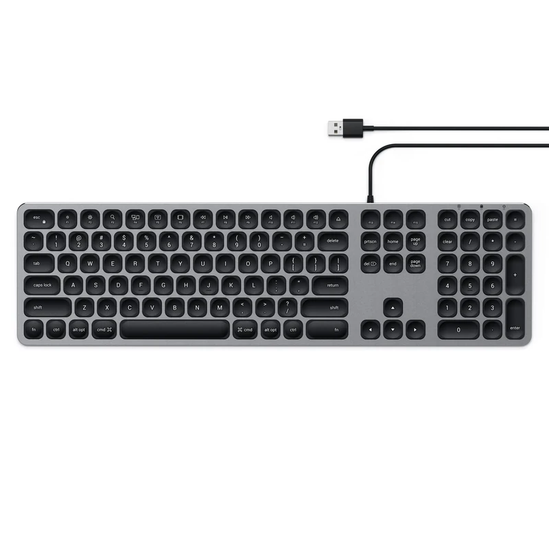 Satechi Aluminum Wired USB Keyboard with Numeric Keypad – for iMac Pro, iMac, Mac Mini, MacBook Pro/Air, Windows, PC or Laptop – Space Grey (US-QWERTY LAYOUT)
