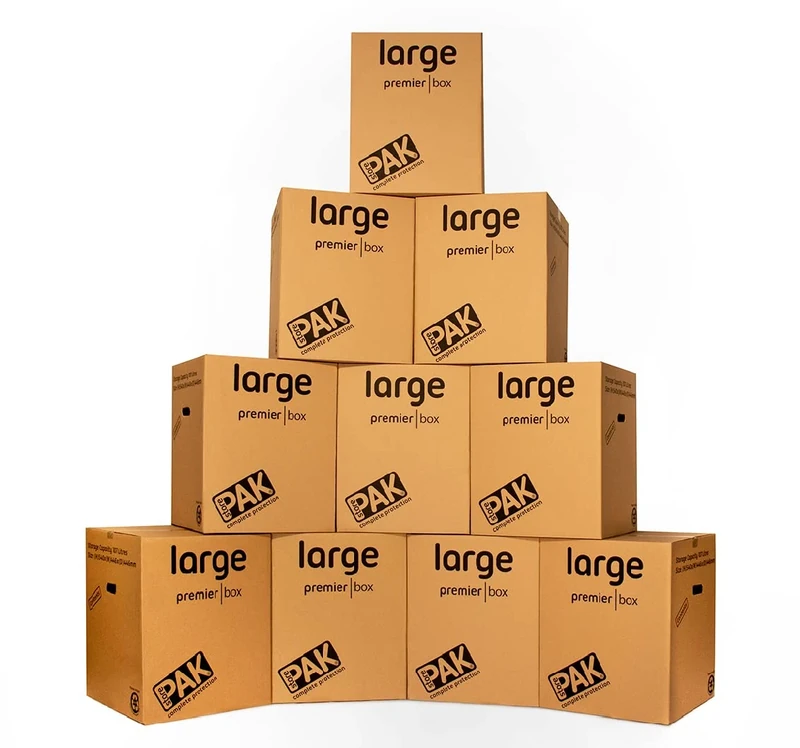 StorePAK Heavy Duty Large Storage Boxes / Strong Moving Box, 107 Litres - H540 x W446 x D446 mm (Pack of 10), Brown