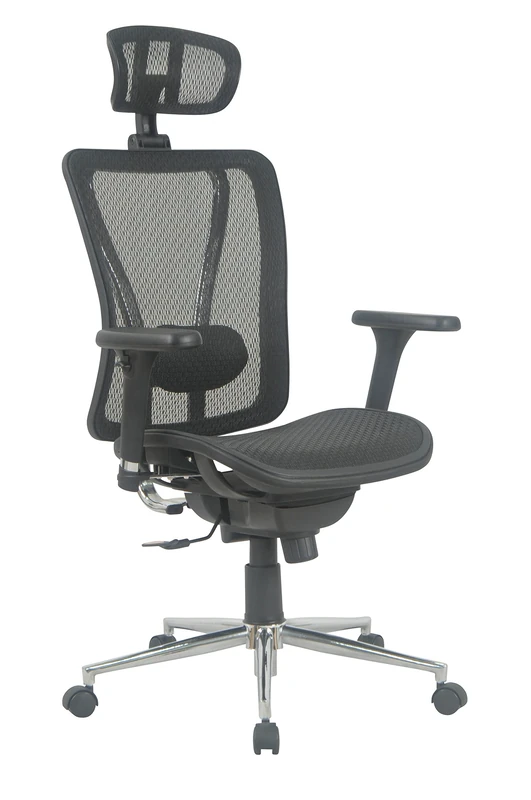 Demeyere Ergonomic Office Chair 5 Wheels with Breathable Backrest, Armrests and Headrest – UPSILON – Matt Black – 65 x 121 x 60 cm