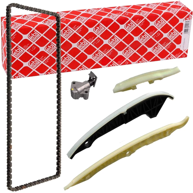 Febi Bilstein 102426 timing chain set with sliding rails and chain tensioner, 1 piece