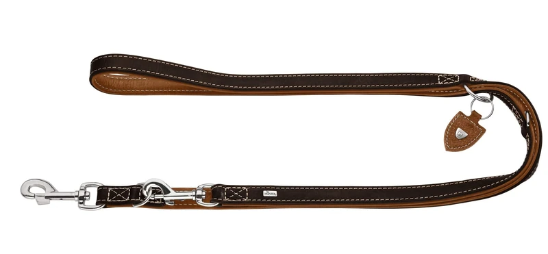 HUNTER Training Leash Tara Number 20/200 Juchten Leather, Dark Brown/Cognac